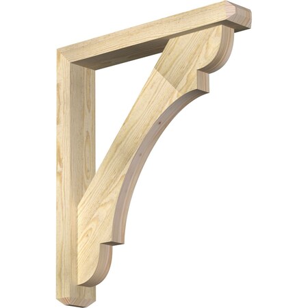 Ekena Millwork Olympic Craftsman Rough Sawn Bracket w/ Offset Brace, Douglas Fir, 4"W x 24"D x 28"H BKT0402X24X28OLY04RDF